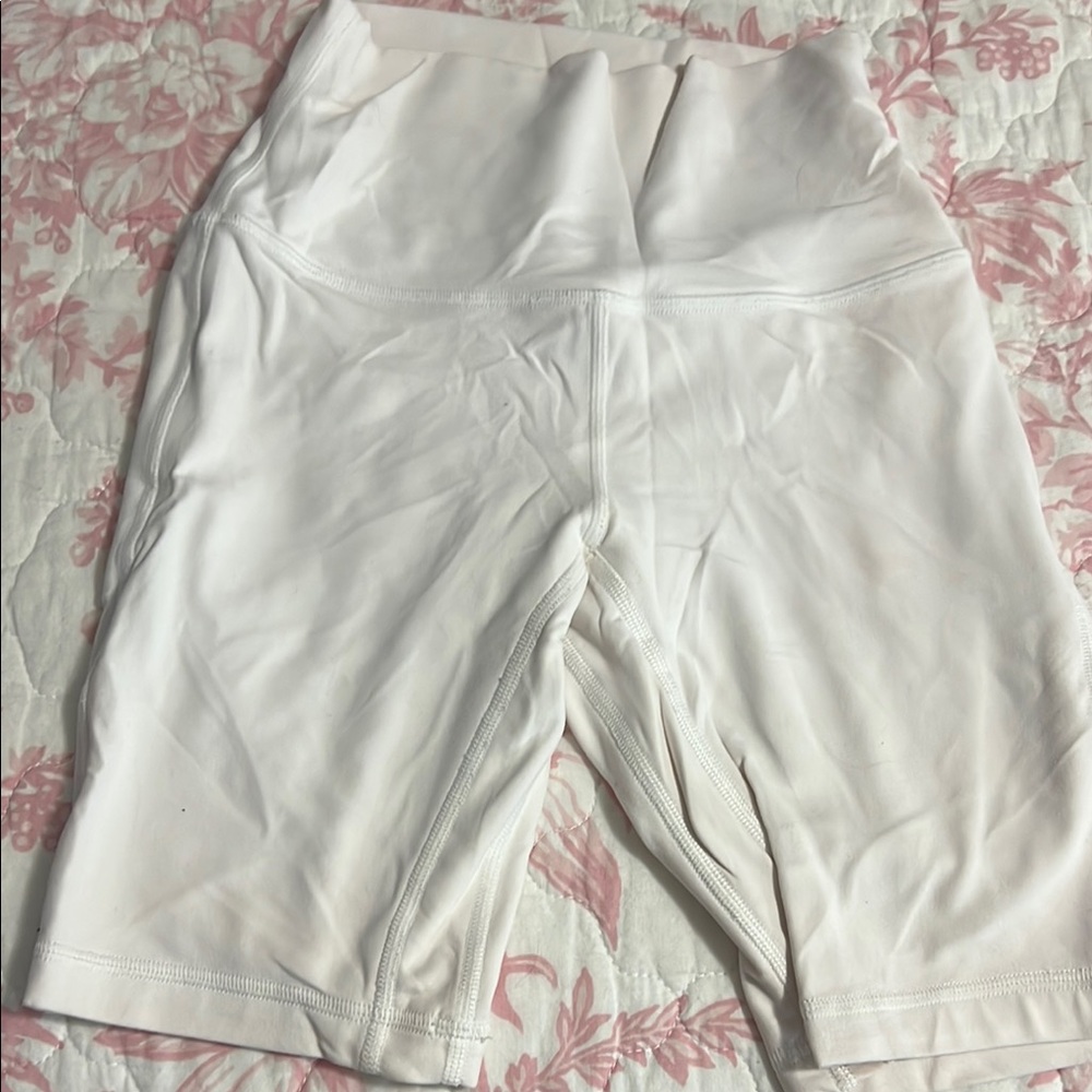White High-Waisted Biker Shorts